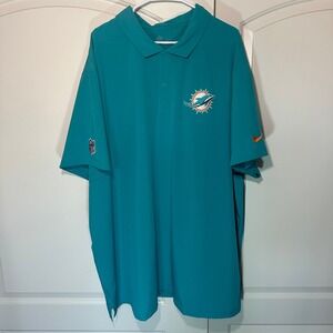 Nike Miami Dolphins NFL Polo Shirt Men's 4XL Teal Short Sleeve On Field Coach